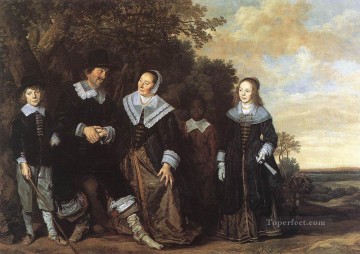  Familia Pintura - Grupo Familiar En Un Paisaje Siglo De Oro Holandés Frans Hals